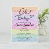 Invitation Hand painted, watercolor, unique baby shower (Debout devant)