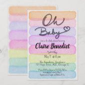 Invitation Hand painted, watercolor, unique baby shower (Devant / Derrière)