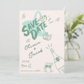 Invitation Hand trendy Hand Drawn Sage Scribble Fun Enregistr (Debout devant)