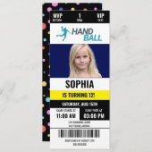 Invitation Handball Birthday Girl, Handball player (Devant / Derrière)