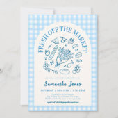 Invitation Handdrawn Blue Fresh Off the Market Bridal Shower (Devant)