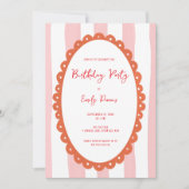 Invitation Handdrawn Whimsical Bold Bright Birthday Shower (Devant)