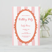 Invitation Handdrawn Whimsical Bold Bright Birthday Shower (Debout devant)