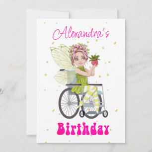 Invitation Handicap Fairy Pink Hair Girl Anniversaire
