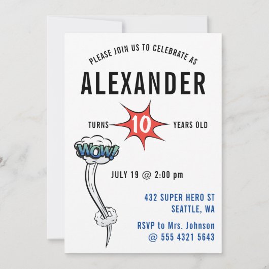 Invitation Handicap Superhero Flying Fun Fun Birthday (Dos)