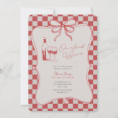 Invitation Handrawn, Bride on cloud wine bridal shower (Devant)
