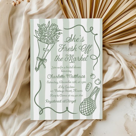 Invitation Handrawn Fresh Off the Market Bridal Shower