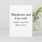 Invitation Handsome et peut cuisiner ajouter nom maître chef  (Debout devant)