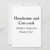 Invitation Handsome et peut cuisiner ajouter nom maître chef  (Dos)