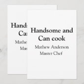 Invitation Handsome et peut cuisiner ajouter nom maître chef  (Devant / Derrière)