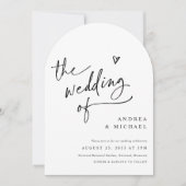 Invitation Handwriting Arch Heart Wedding Modern QR Code (Devant)