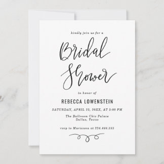 Invitation Handwritten Bridal Shower Script Modern