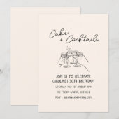 Invitation Handwritten Cocktail Doodle 30th Birthday Party (Devant / Derrière)