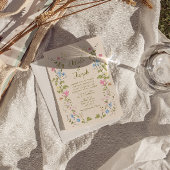 Invitation Handwritten Drawn Floral Summer All In One Wedding