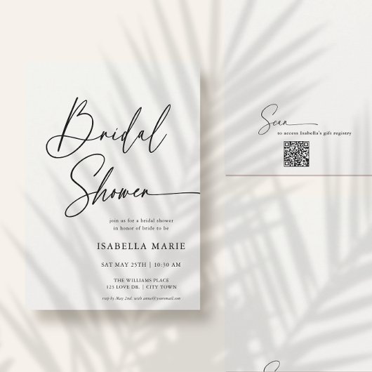Invitation Handwritten Modern MInimal Script Bridal Shower