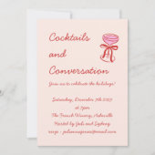 Invitation Handwritten Playful Cocktails Holiday Red Pink (Devant)