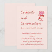Invitation Handwritten Playful Cocktails Holiday Red Pink (Devant / Derrière)