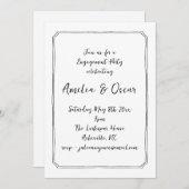 Invitation Handwritten Script Black White Engagement Party (Devant / Derrière)