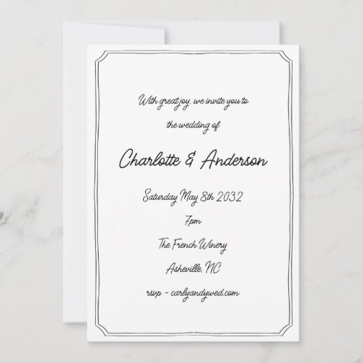 Invitation Handwritten Script Whimsical Quirky Frame Wedding (Devant)
