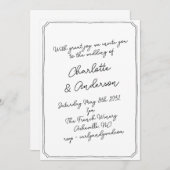 Invitation Handwritten Script Whimsy Quirky Frame Wedding (Devant / Derrière)
