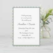 Invitation Handwritten Script Whimsy Sage Green Wedding (Debout devant)