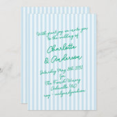 Invitation Handwritten Script Whimsy Stripes Quirky Wedding (Devant / Derrière)