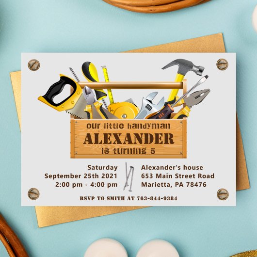 Invitation Handyman Outils et Gadgets Fête d'anniversaire