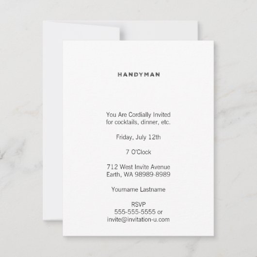 Invitation Handyman [Style Black Letterpress] (Devant)