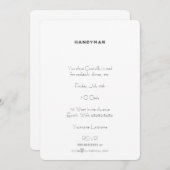Invitation Handyman [Style Letterpress] (Devant / Derrière)