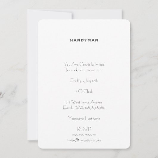 Invitation Handyman [Style Letterpress] (Devant)
