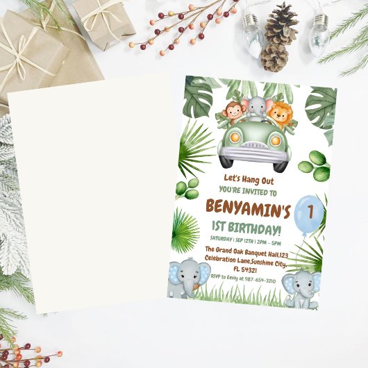 Invitation Hang OuT Baby Elephant Premier anniversaire