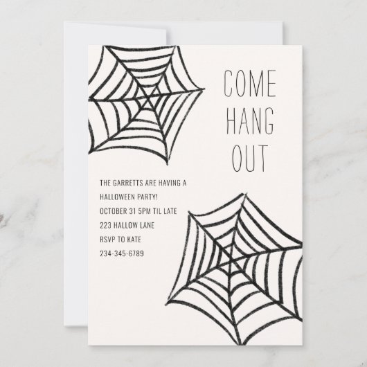 Invitation Hang Out Spider Web Illustration Halloween Party (Devant)
