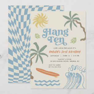 Invitation Hang Ten Retro Surf 10e Anniversaire