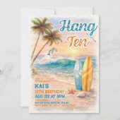 Invitation Hang Ten Retro Surf Beach Birthday  (Devant)