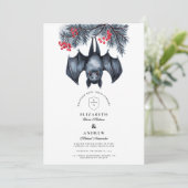 Invitation Hanging Bat Gothique Mariage d'hiver (Debout devant)