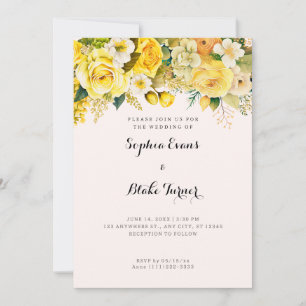 Invitation Hanging Fleurs Jaunes Blush Garden Mariage