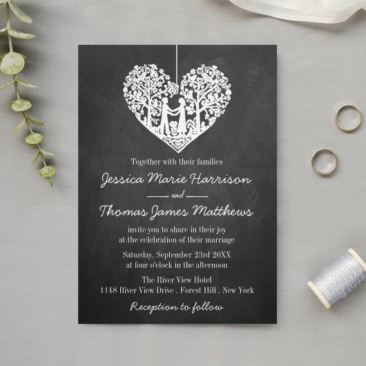 Invitation Hanging Heart Tree Chalkboard Mariage Collection