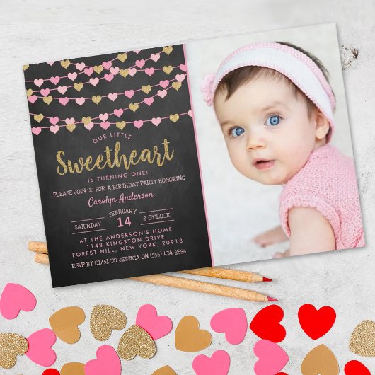 Invitation Hanging Love Hearts Petit Amoureux Anniversaire