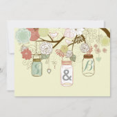 Invitation Hanging Mason Jar & Retro Fleurs Mariage Inviter (Devant)