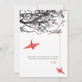 Invitation Hanging Red Paper Cranes Love Citation Mariage asi (Dos)