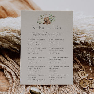 Invitation HANNAH Vintage Bear Baby shower Trivia Game Card