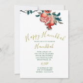 Invitation Hanoukka Elegant Light Festival Gold Pomegranate (Devant)