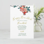 Invitation Hanoukka Elegant Light Festival Gold Pomegranate (Debout devant)