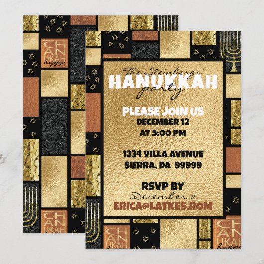 Invitation Hanoukka Elegant Montage (Devant / Derrière)