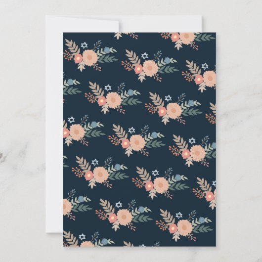 Invitation Hanoukka FLorals Art dessiné à la main (Dos)