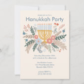 Invitation Hanoukka FLorals Art dessiné à la main (Devant)