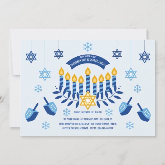 Invitation Hanoukka Gift Exchange Party (Devant)