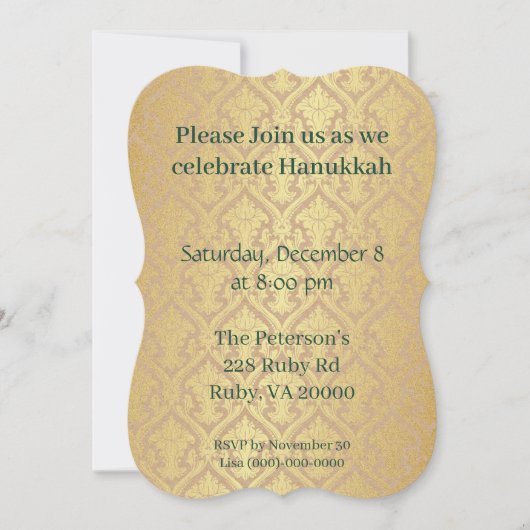 Invitation Hanoukka Gold et Emerald green (Devant)