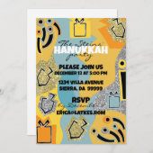 Invitation Hanoukka Happy Glitzy Art (Devant / Derrière)