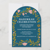 Invitation HANOUKKA PARTY Floral Wreath Custom dessiné à la m (Devant)